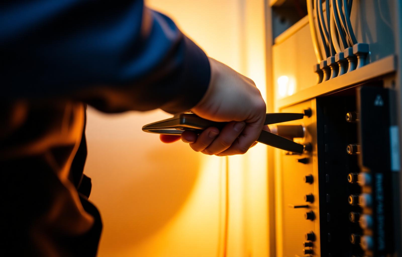 Électricien dépanneur en intervention sur tableau électrique